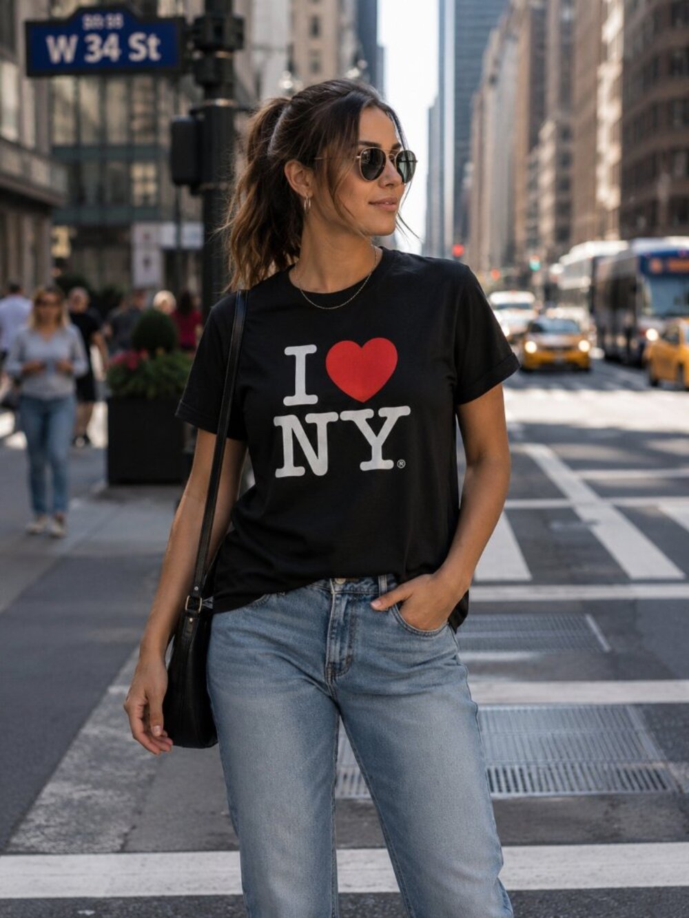 I Love NY Official New York City Black Graphic T-Shirt Women’s Medium *